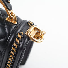 Chanel Boy Top Handle Small Black Lambskin Microchip