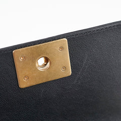 Chanel Boy Top Handle Small Black Lambskin Microchip