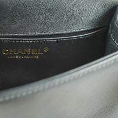 Chanel Boy Top Handle Small Black Lambskin Microchip