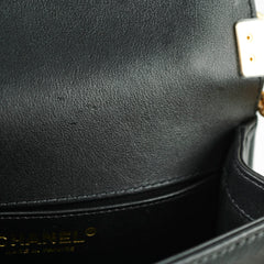 Chanel Boy Top Handle Small Black Lambskin Microchip