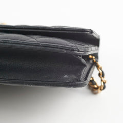 Chanel Lambskin Black Wallet On Chain WOC Gold