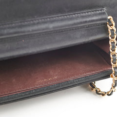Chanel Lambskin Black Wallet On Chain WOC Gold