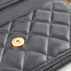 Chanel Lambskin Black Wallet On Chain WOC Gold
