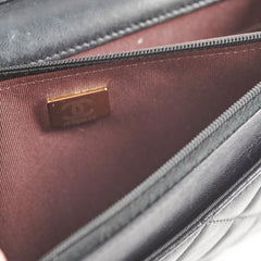 Chanel Lambskin Black Wallet On Chain WOC Gold