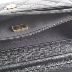 Chanel Caviar Wallet On Chain WOC Black Microchipped