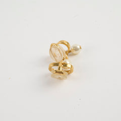 Christian Dior CD Pearl Drop Ear Clip on Earrings