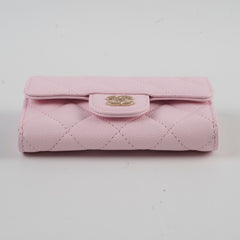 Chanel Caviar Flap Card Holder Baby Pink 32 Series