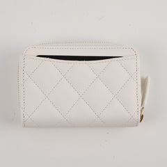 Chanel Caviar Enamel Coco Casino Zippy Card Holder White