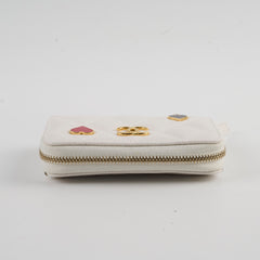Chanel Caviar Enamel Coco Casino Zippy Card Holder White