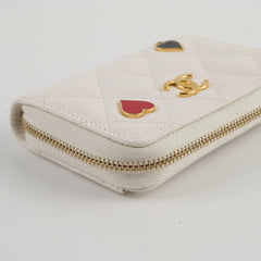 Chanel Caviar Enamel Coco Casino Zippy Card Holder White