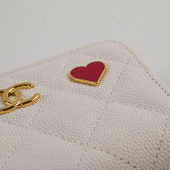 Chanel Caviar Enamel Coco Casino Zippy Card Holder White
