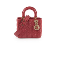 Christian Dior Small Lambskin Lady Dior Dark Pink