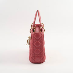 Christian Dior Small Lambskin Lady Dior Dark Pink