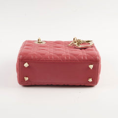 Christian Dior Small Lambskin Lady Dior Dark Pink