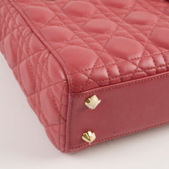 Christian Dior Small Lambskin Lady Dior Dark Pink