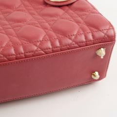Christian Dior Small Lambskin Lady Dior Dark Pink