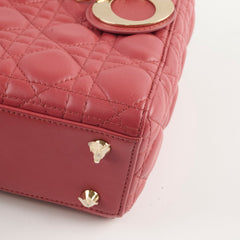 Christian Dior Small Lambskin Lady Dior Dark Pink