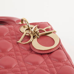 Christian Dior Small Lambskin Lady Dior Dark Pink