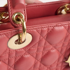 Christian Dior Small Lambskin Lady Dior Dark Pink