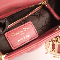 Christian Dior Small Lambskin Lady Dior Dark Pink