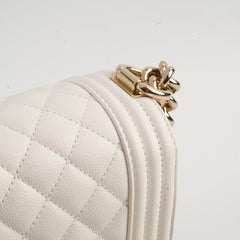 Chanel Boy Old Medium White Caviar (microchip)