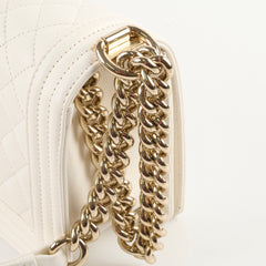 Chanel Boy Old Medium White Caviar (microchip)