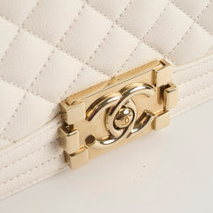 Chanel Boy Old Medium White Caviar (microchip)