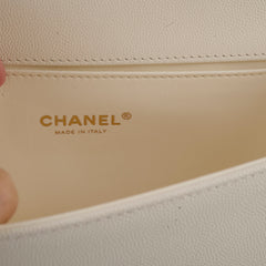 Chanel Boy Old Medium White Caviar (microchip)