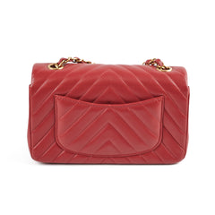 Chanel Mini Rectangular Chevron Lambskin Red 21 Series