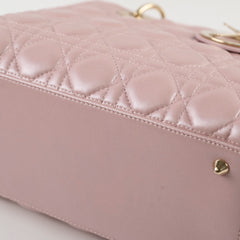 Christian Dior Medium Lambskin Lady Dior Iridescent Pink