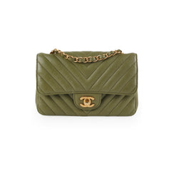 ITEM 27 - Chanel Mini Rectangular Cuba Chevron Bag Khaki