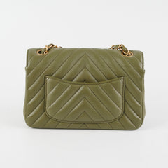 ITEM 27 - Chanel Mini Rectangular Cuba Chevron Bag Khaki