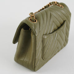 ITEM 27 - Chanel Mini Rectangular Cuba Chevron Bag Khaki