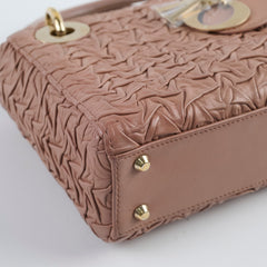 Christian Dior Lambskin Gathered Mini Lady Dior Pink