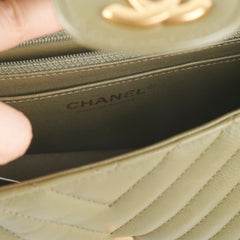 ITEM 27 - Chanel Mini Rectangular Cuba Chevron Bag Khaki