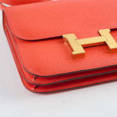 Hermes Constance 18 Epsom Orange Stamp T