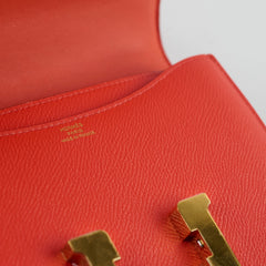 Hermes Constance 18 Epsom Orange Stamp T
