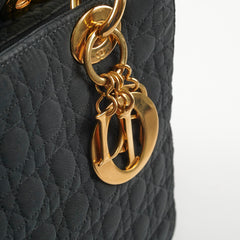 Christian Dior Lady Dior Medium Cannage Nylon Black