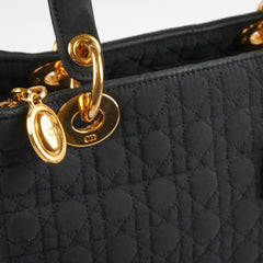Christian Dior Lady Dior Medium Cannage Nylon Black