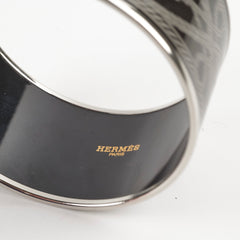 Hermes Enamel Printed Grant Apparat Extra Wide Bracelet Black