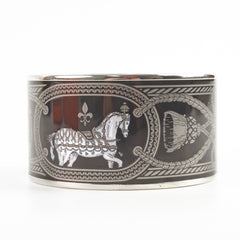 Hermes Enamel Printed Grant Apparat Extra Wide Bracelet Black