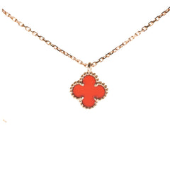 ITEM 22 - Van Cleef & Arpels VCA Sweet Carnelian Alhambra Pendant Necklace