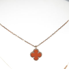 ITEM 22 - Van Cleef & Arpels VCA Sweet Carnelian Alhambra Pendant Necklace
