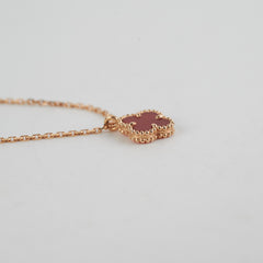 ITEM 22 - Van Cleef & Arpels VCA Sweet Carnelian Alhambra Pendant Necklace