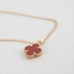 ITEM 22 - Van Cleef & Arpels VCA Sweet Carnelian Alhambra Pendant Necklace