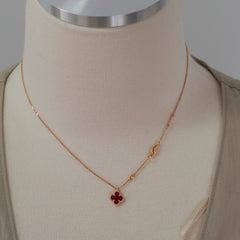 ITEM 22 - Van Cleef & Arpels VCA Sweet Carnelian Alhambra Pendant Necklace