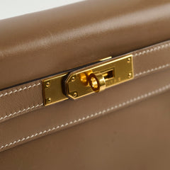 Hermes Kelly 28 Tadelakt Etoupe Stamp A