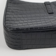 ITEM 9 - Saint Laurent Le5 a 7 croc Embossed Black
