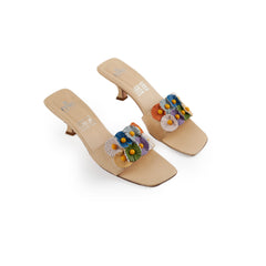 Fendi Nappa Beige Floral Heels 38