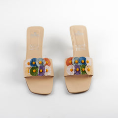 Fendi Nappa Beige Floral Heels 38